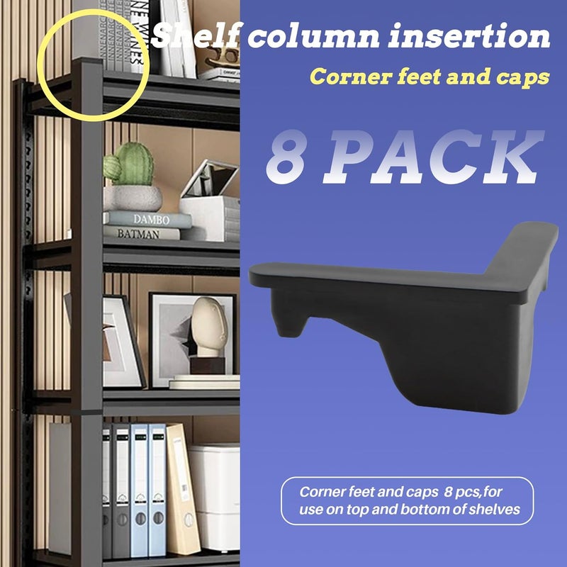 Terixe 8 Pcs Post Inserts Connectors for Whalen 5 Shelf Heavy Duty Shelving Unit - PP Plastic, Injection Molded, Sturdy & Strong Support - Black, Includes 8 Post Caps - Image 2